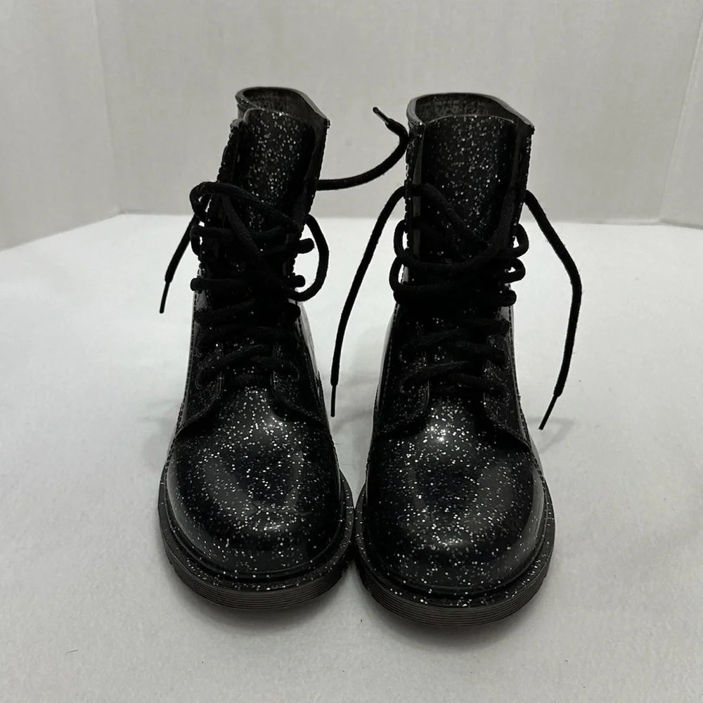 NWOT Circus by Sam Edelman Quinn Jelly Combat Boot Black Silver Glitter | Size 8 - Picture 9 of 10